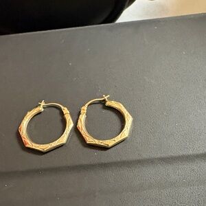 10k Gold  engraved hoop earrings